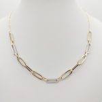 Sárga-fehér arany modern láncszemes nyaklánc