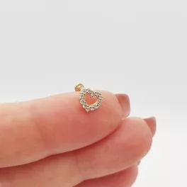 Sárga arany köves szív piercing
