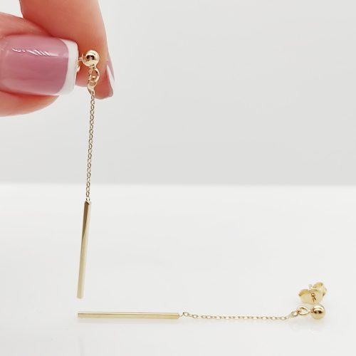 Sárga arany lógós pálcikás fülbevaló