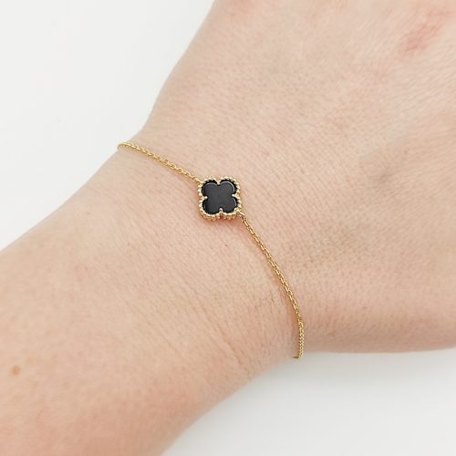 Sárga arany karlánc fekete lóhere medállal