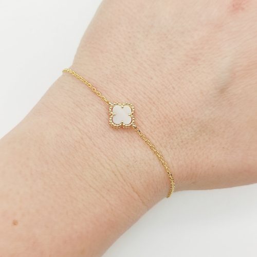 Sárga arany karlánc gyöngyház lóhere medállal