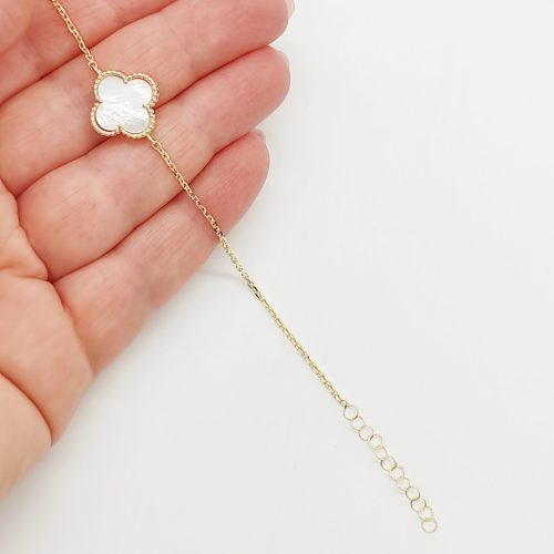 Sárga arany karlánc gyöngyház lóhere medállal