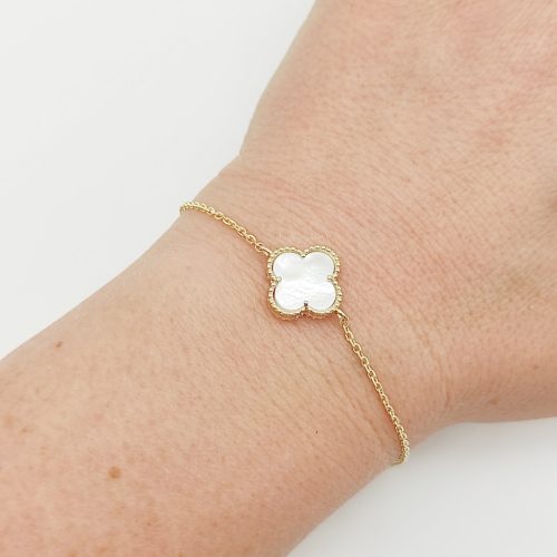 Sárga arany karlánc gyöngyház lóhere medállal