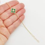 Sárga arany karlánc zöld virág medállal