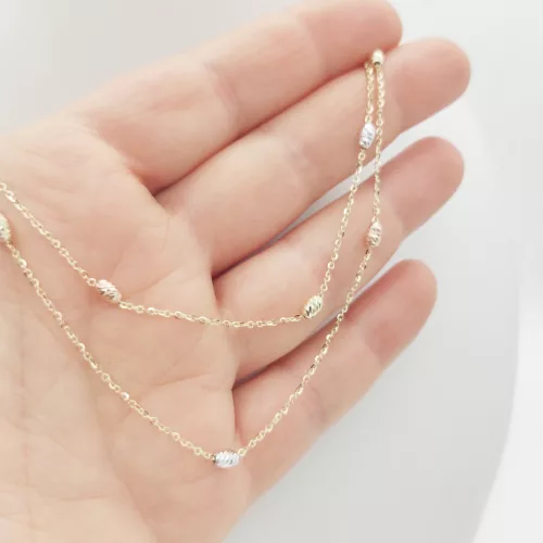 Sárga arany nyaklánc trikolor orsókkal