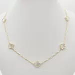 Sárga arany nyaklánc 5 gyöngyház lóherével