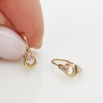 Sárga arany rózsaszín köves fülbevaló