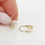 Sárga arany rózsaszín köves fülbevaló