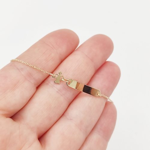 Sárga arany gravírozható angyalkás gyermek karlánc