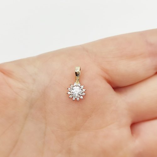 Sárga arany cirkónia köves virág medál