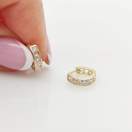 Sárga arany fehér köves karika fülbevaló