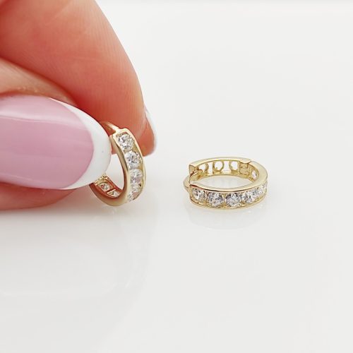 Sárga arany fehér köves karika fülbevaló