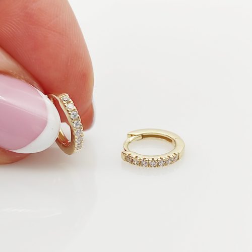 Sárga arany apró fehér köves karika fülbevaló