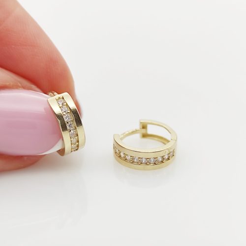 Sárga arany széles-köves karika fülbevaló