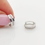 Fehér arany széles-köves karika fülbevaló