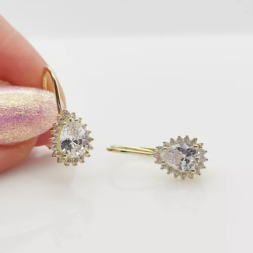 Sárga arany csepp alakú köves fülbevaló