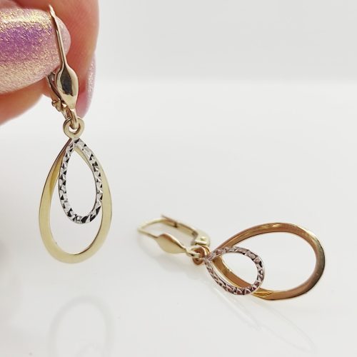 Sárga-fehér arany csepp alakú fülbevaló