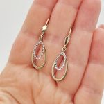 Sárga-fehér arany csepp alakú fülbevaló