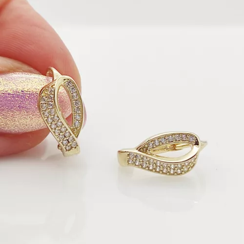 Sárga arany modern köves fülbevaló