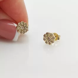 Sárga arany köves virág fülbevaló