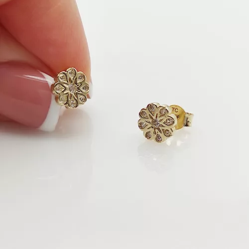 Sárga arany köves virág fülbevaló