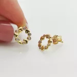 Sárga arany köves kör fülbevaló szívekkel