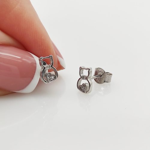 Fehér arany cica fülbevaló