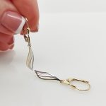 Sárga-fehér arany modern fülbevaló