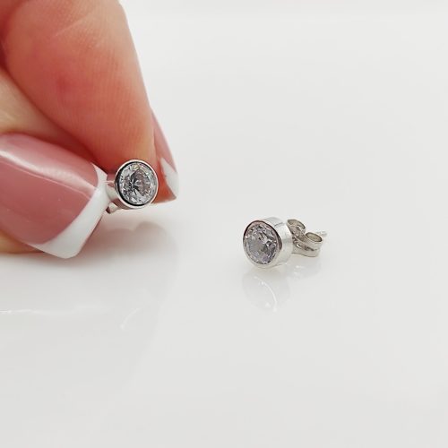 Fehér arany buttonos fülbevaló - 5 mm