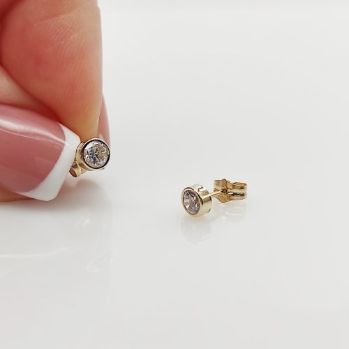 Sárga arany buttonos fülbevaló - 4 mm