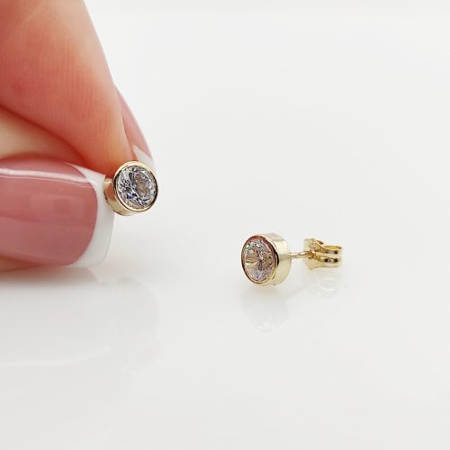 Sárga arany buttonos fülbevaló - 5 mm