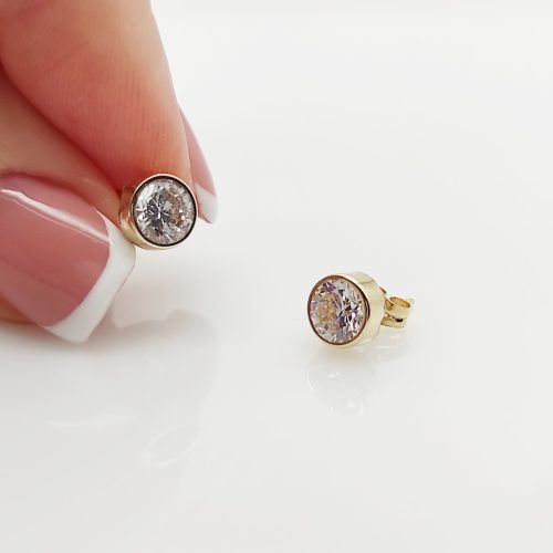 Sárga arany buttonos fülbevaló - 6 mm