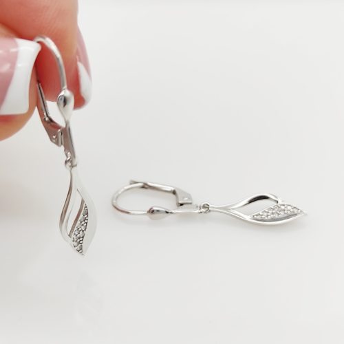 Fehér arany szolíd lógós fülbevaló