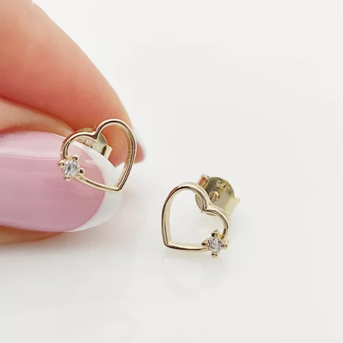 Sárga arany egy köves szív fülbevaló