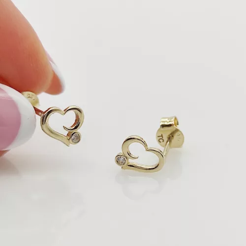 Sárga arany egy köves szív fülbevaló