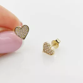 Sárga arany szikrázó szív fülbevaló