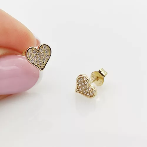 Sárga arany szikrázó szív fülbevaló