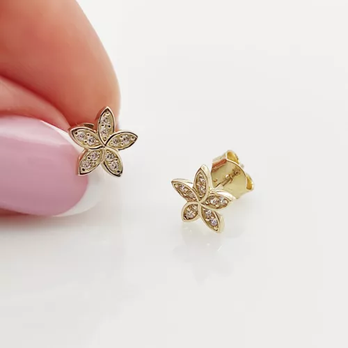 Sárga arany köves virág fülbevaló