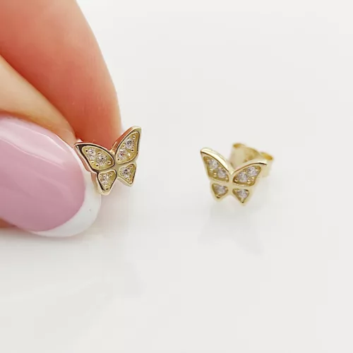 Sárga arany köves pillangó fülbevaló