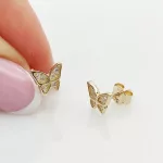 Sárga arany köves pillangó fülbevaló