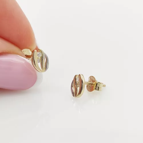 Sárga-fehér arany kis elegáns fülbevaló