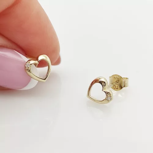 Sárga arany egy köves szív fülbevaló