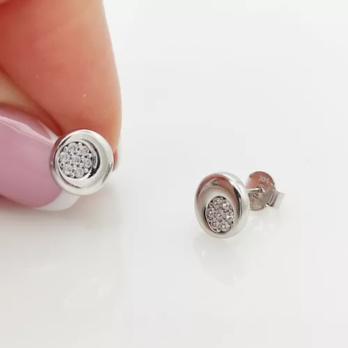 Fehér arany modern kör fülbevaló