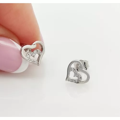 Fehér arany dupla szív fülbevaló