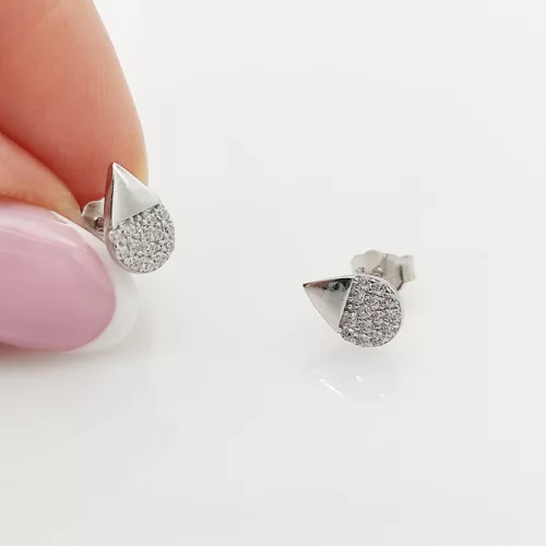 Fehér arany köves csepp fülbevaló