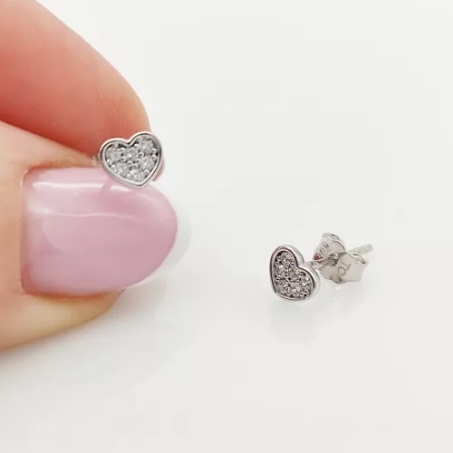 Fehér arany köves szív fülbevaló