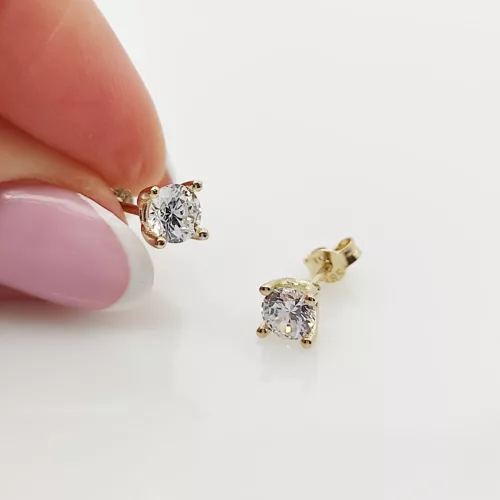 Sárga arany egy köves 4 karmos fülbevaló