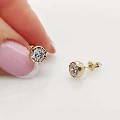 Sárga arany klasszikus buttonos fülbevaló