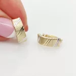 Sárga-fehér arany klasszikus metszett fülbevaló