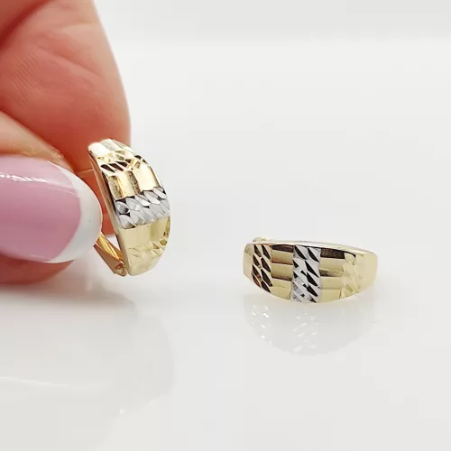 Sárga-fehér arany klasszikus metszett fülbevaló